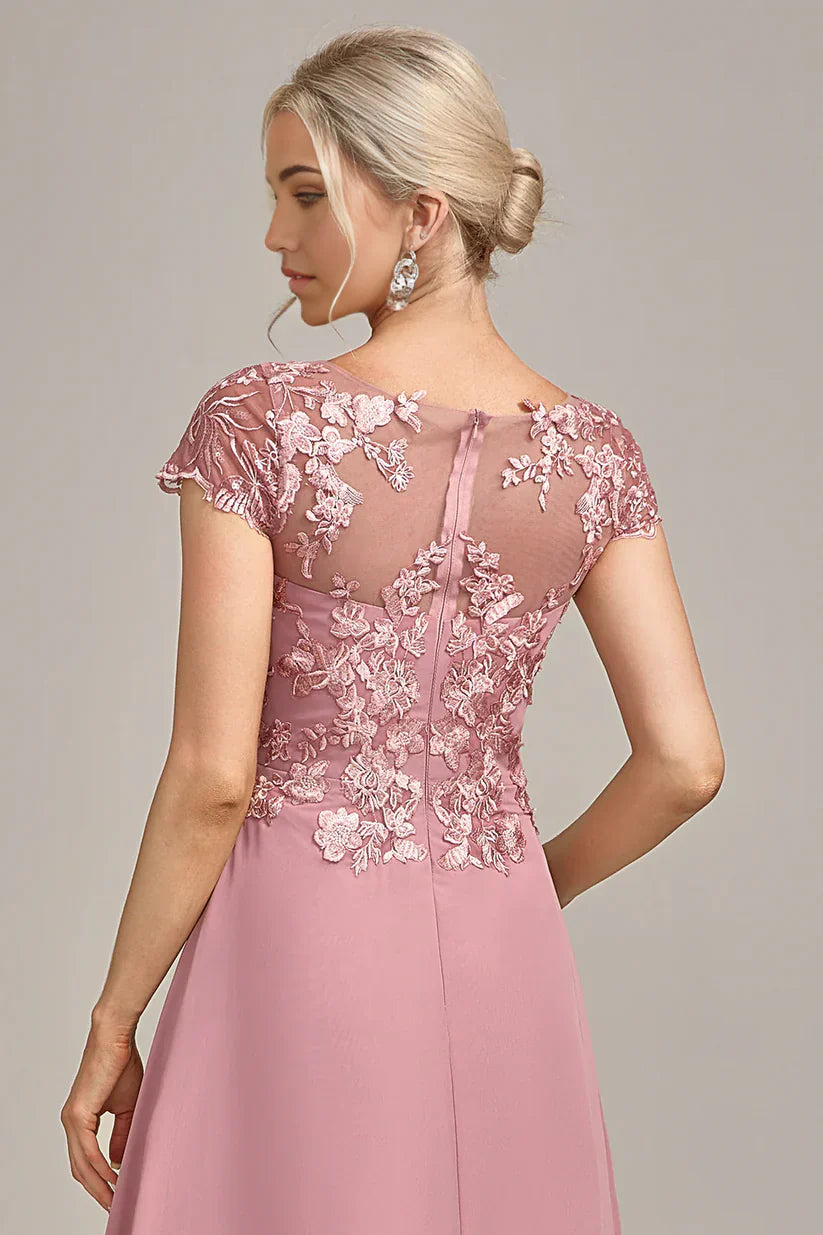 A-Line Tea-Length Mother of the Bride Dress With Sequins