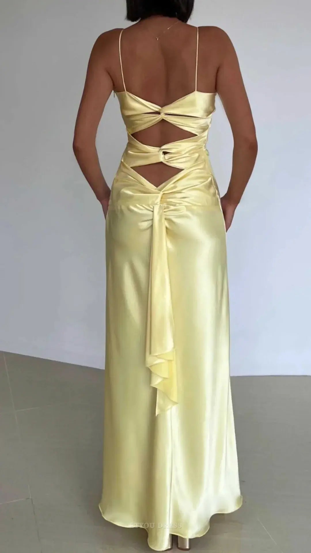 Sheath V Neck Yellow Long formal dresses Bridesmaid Dresses evening gown Prom Dress