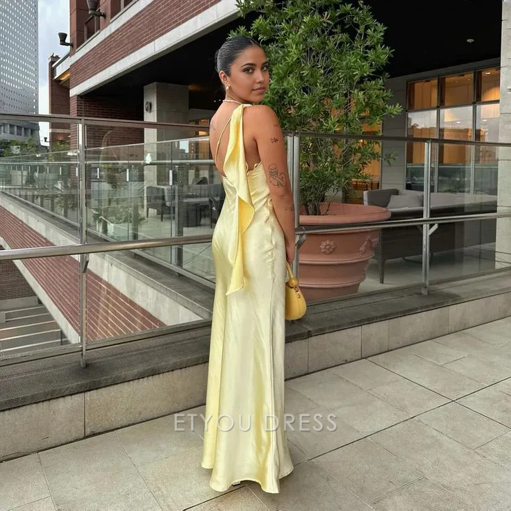 Sheath One Shoulder Yellow formal dresses Bridesmaid Dresses evening gown Prom Dress