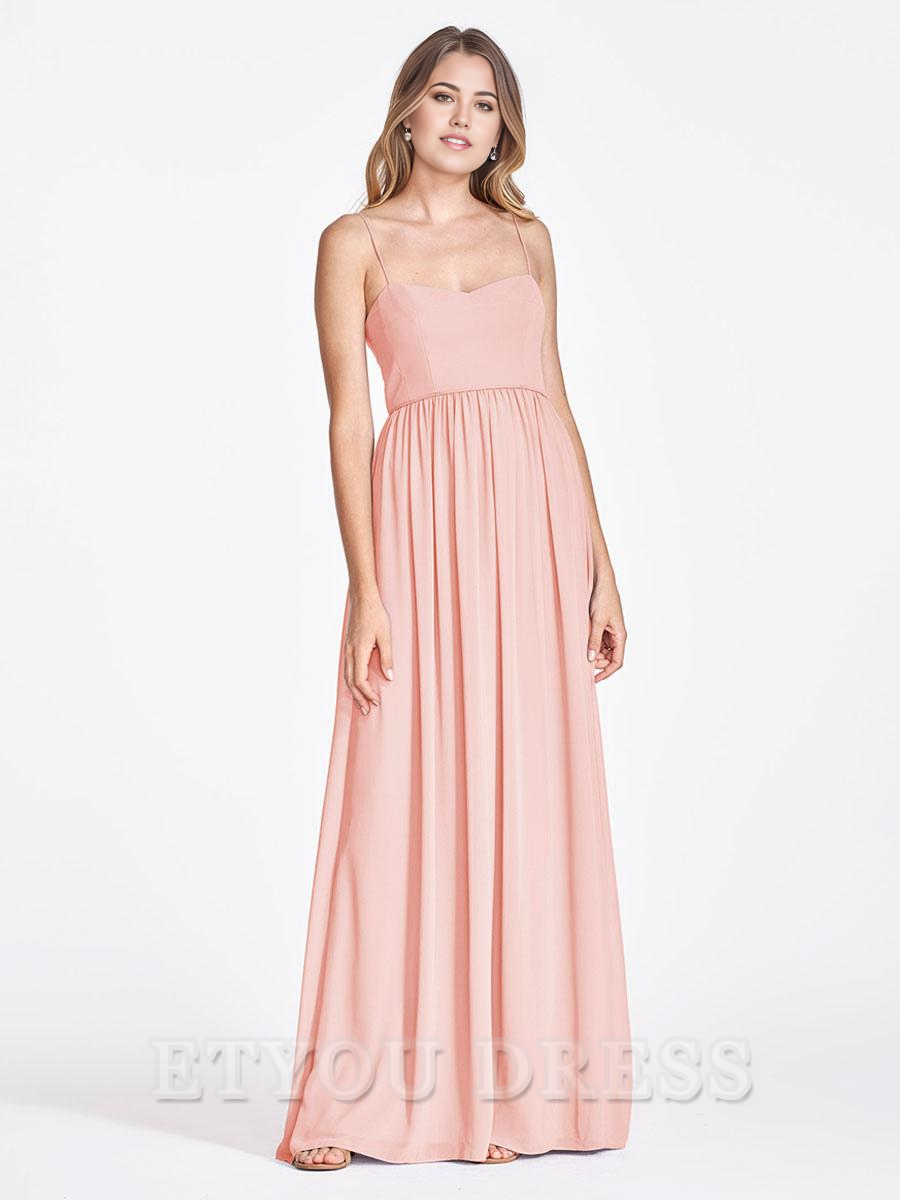 A-Line Spaghetti Straps Floor-Length Zipper Chiffon formal dresses Bridesmaid Dresses evening gown Prom Dress