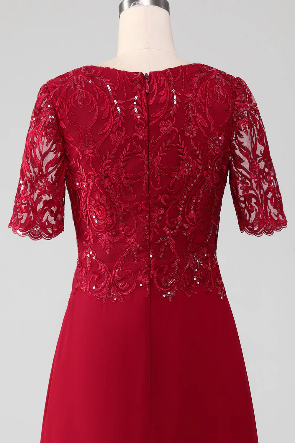 A Line Round Neck Sparkly Sequin Mother of Bride Dress With Appliques