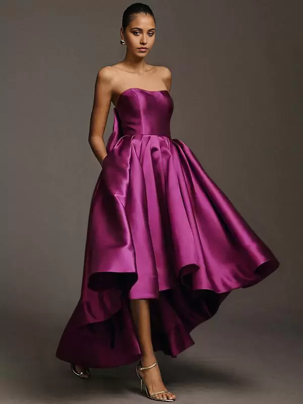 A-Line Floor-Length Satin Fabric formal dresses Bridesmaid Dresses evening gown Prom Dress