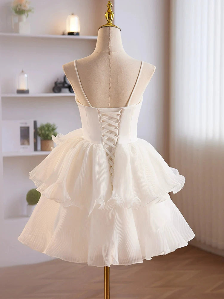 Cute Sweetheart Neck Organza Short Prom Dress
