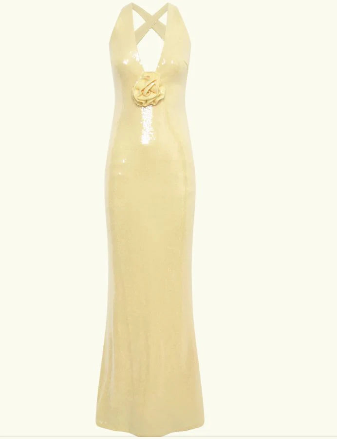Mermaid V Neck Yellow Long Sequin formal dresses Bridesmaid Dresses evening gown Prom Dress