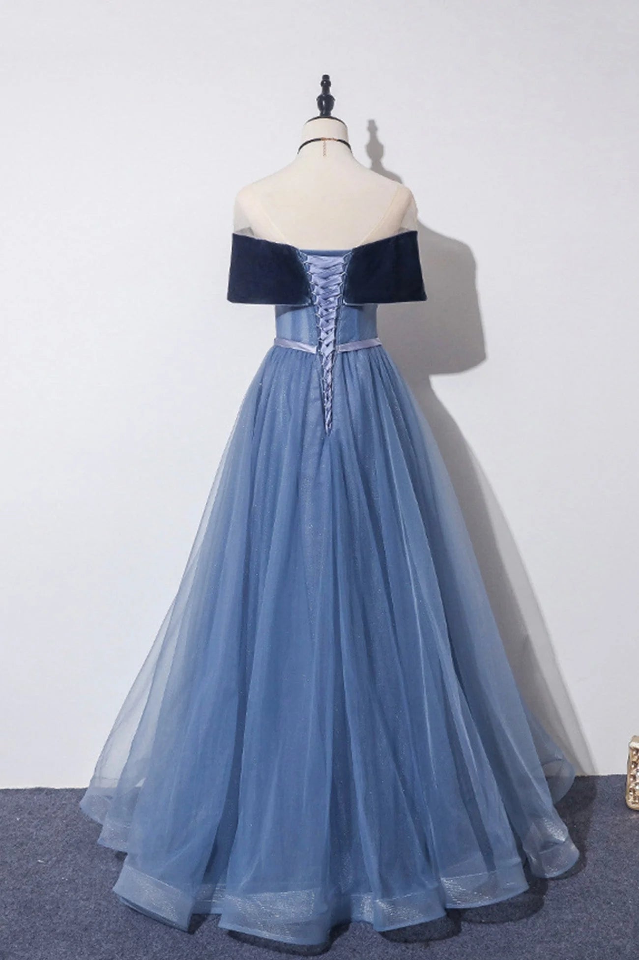 Beautiful A-Line Off the Shoulder Sleeveless Lace Up Floor-Length Prom Dress
