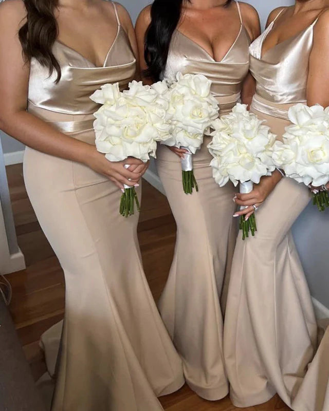 Mermaid Cowl Neck Bridesmaid Dresses Prom Dresses