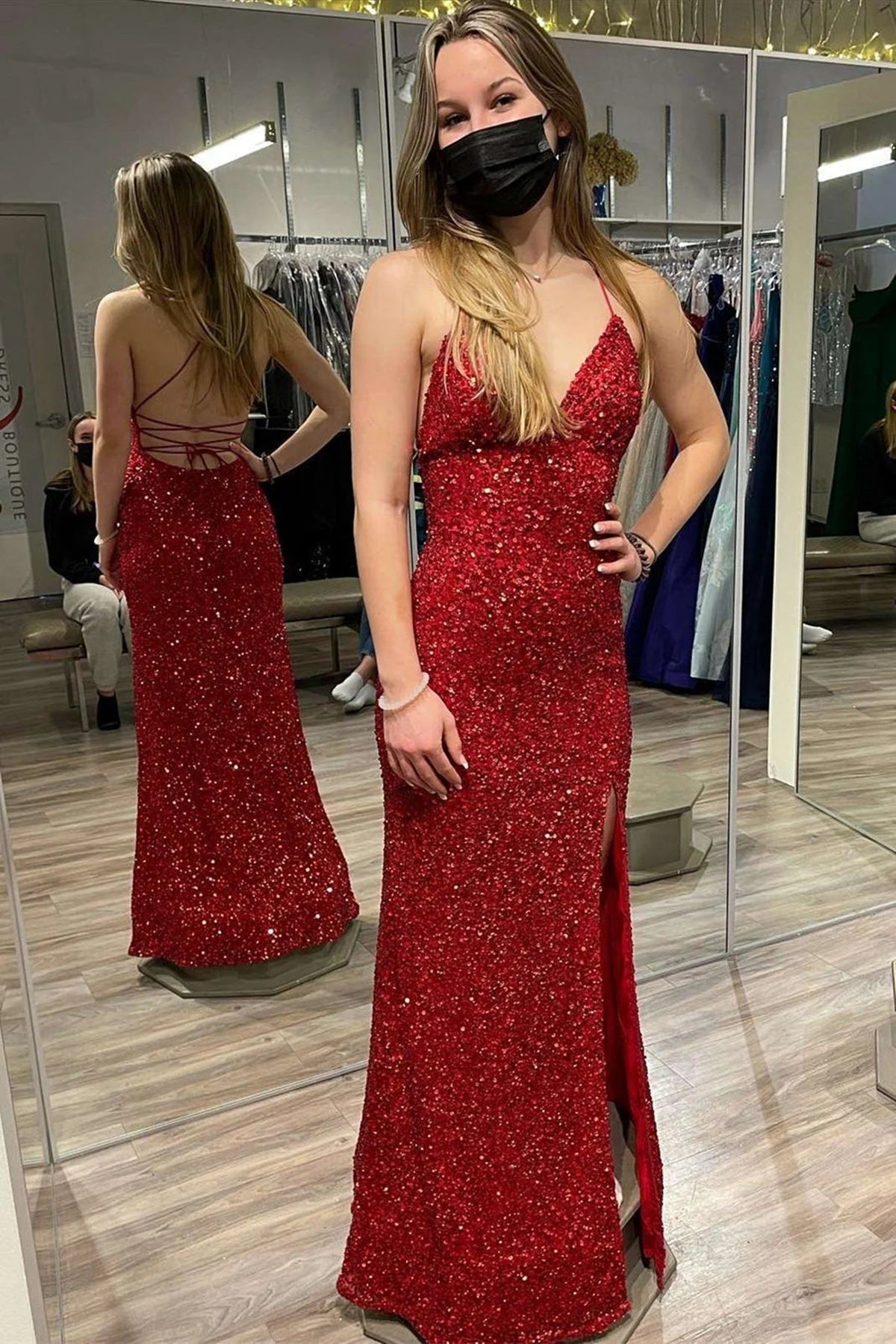 Charming Mermaid V Neck Sleeveless Back Up Sweep/Brush Train Prom Dress
