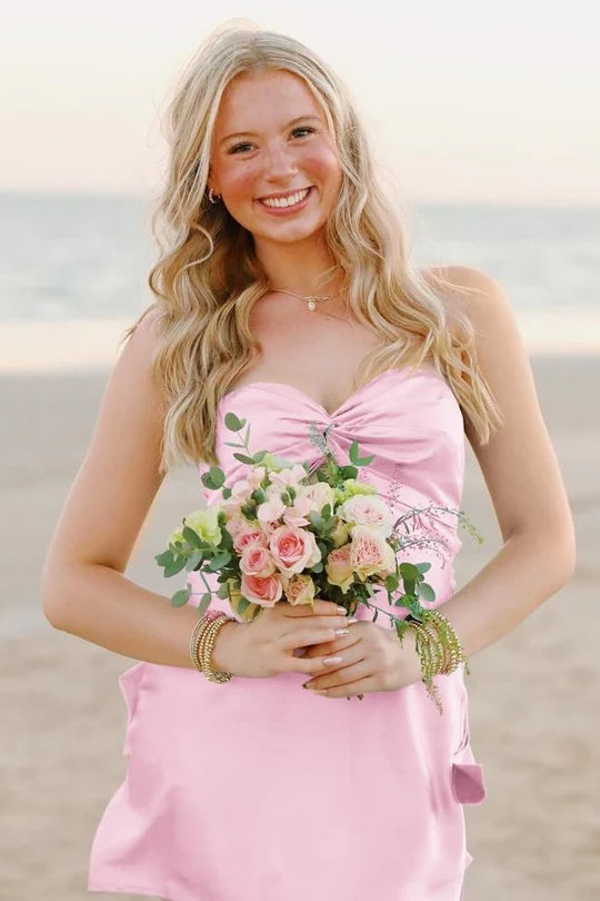 Chic Sheath/Column Strapless Sleeveless Backless Short-Mini Homecoming Dresses