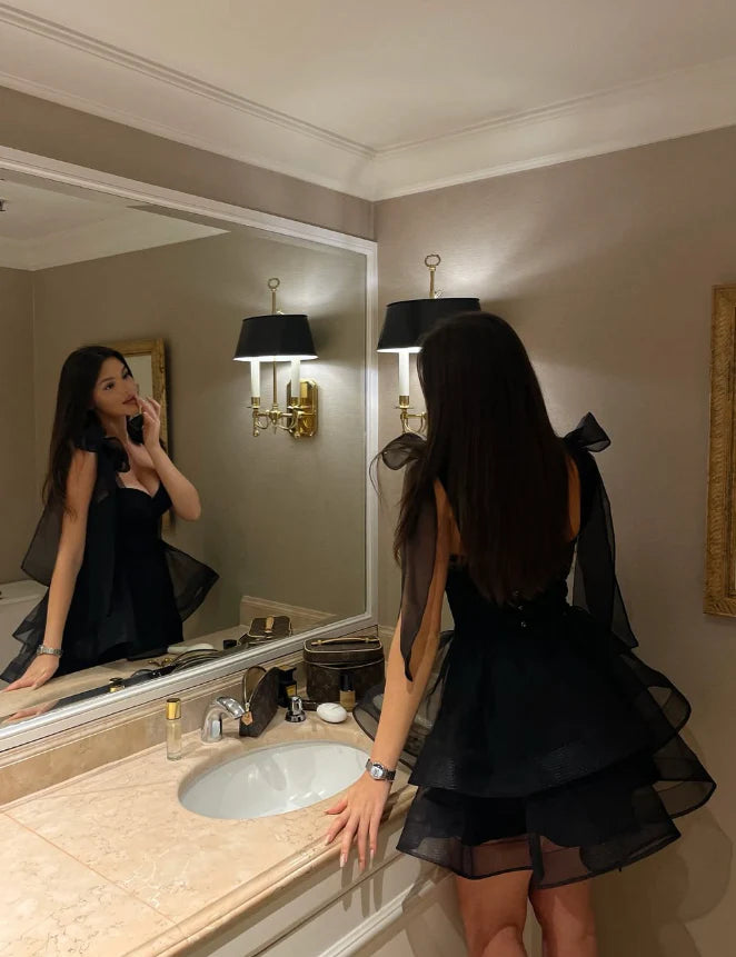 Cute A Line Spaghetti Strap Sleeveless Open Back Short-Mini Cocktail Dresses