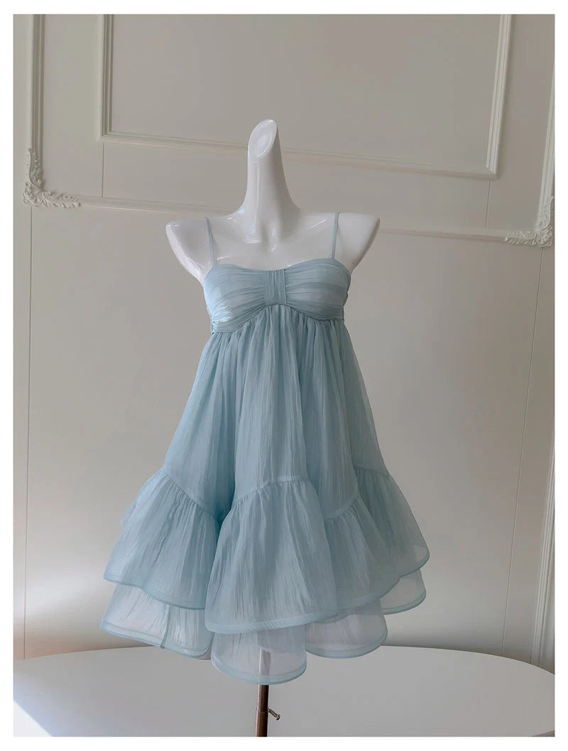 Cute A Line Spaghetti Straps Sleeveless Backless Short-Mini Homecoming Dress