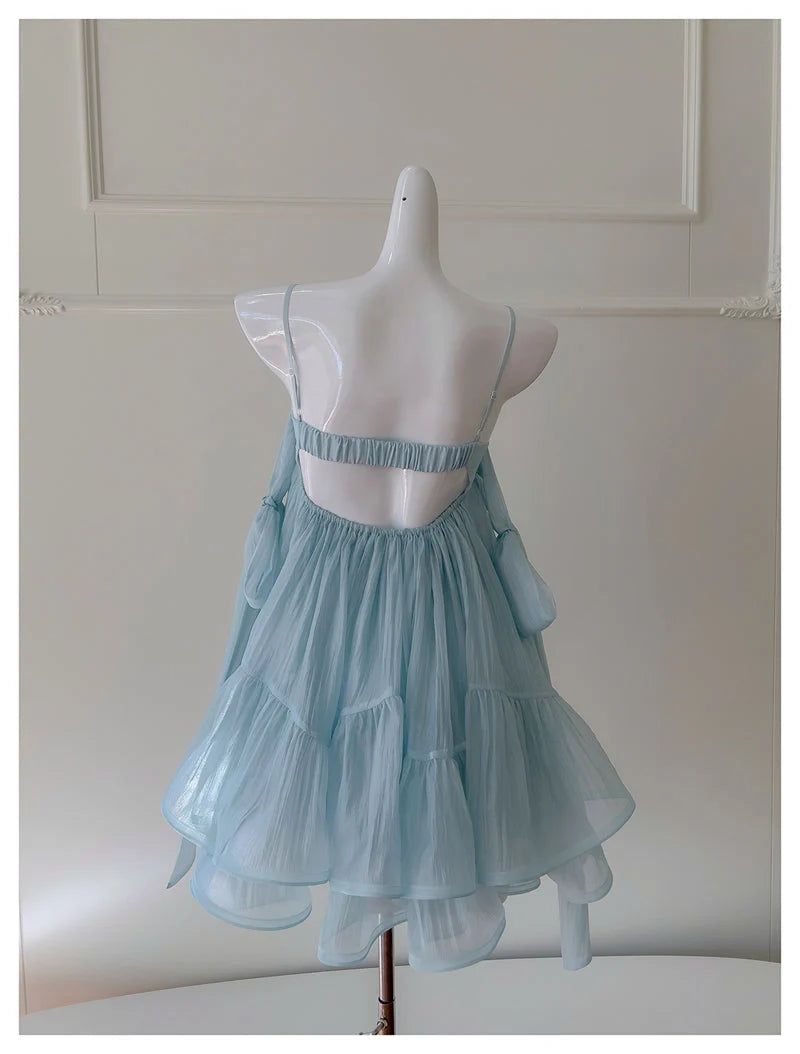 Cute A Line Spaghetti Straps Sleeveless Backless Short-Mini Homecoming Dress