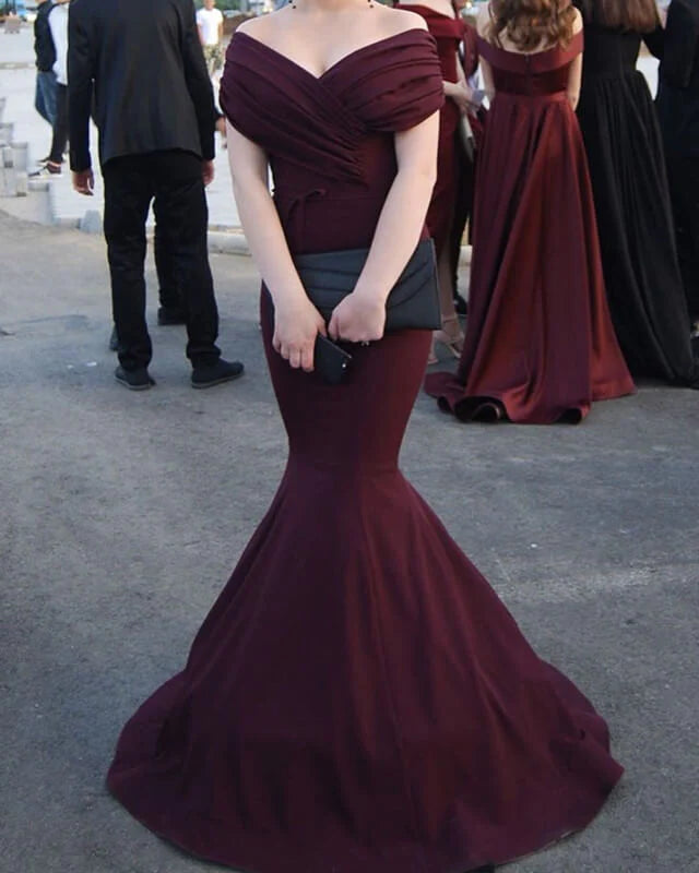 Mermaid V Neck Off The Shoulder Prom Dresses