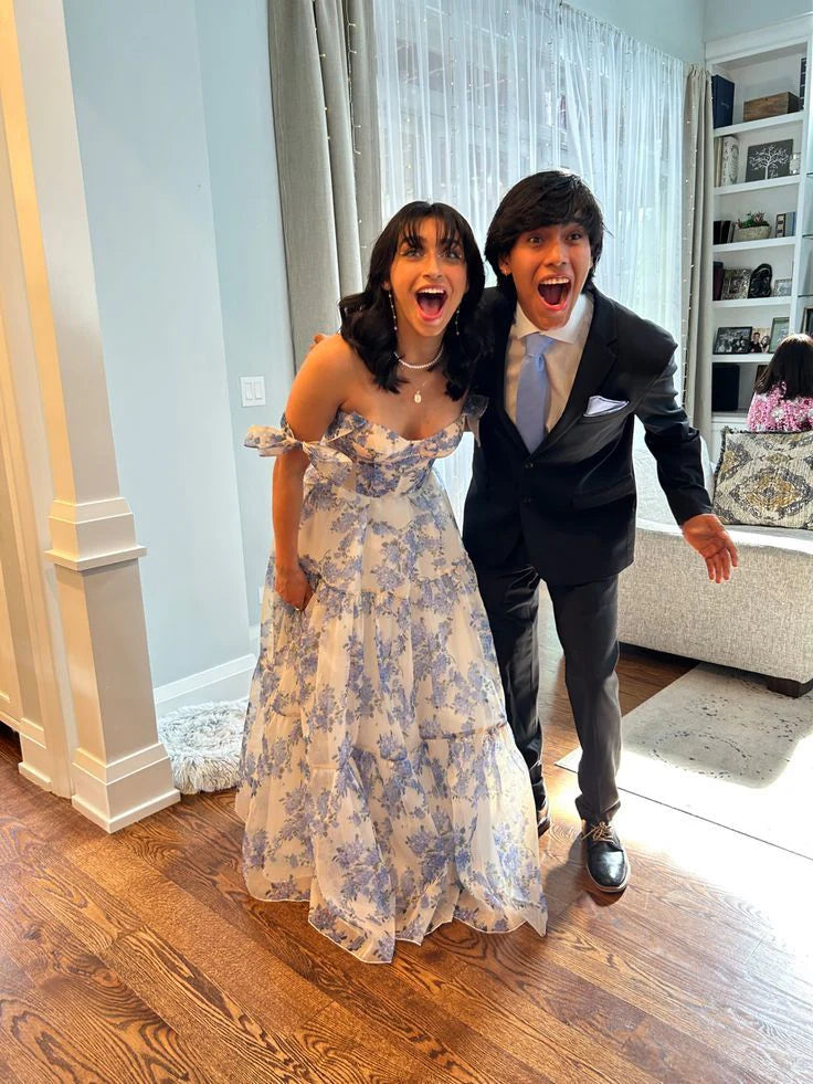 Elegant A-Line Strapless Neck Sleeveless Open Back Floor-Length Evening Dress