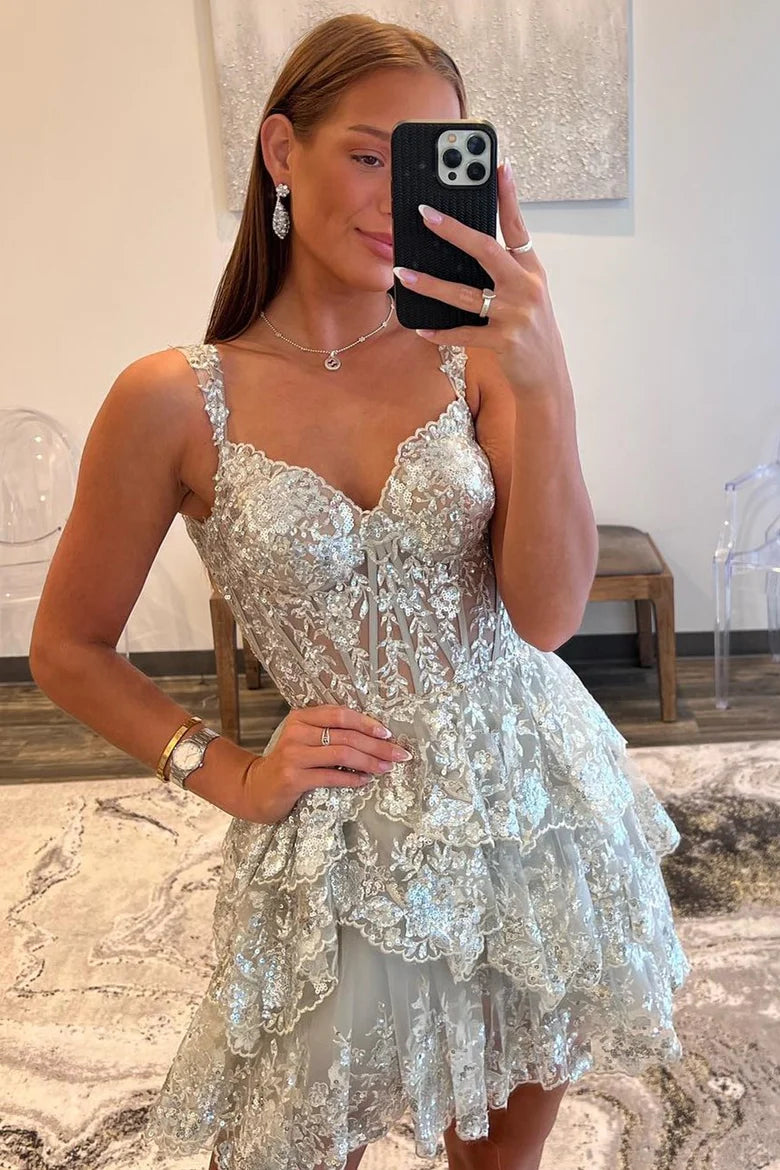 Elegant A-Line Sweetheart Sleeveless Zipper Up Short-Mini Homecoming Dresses