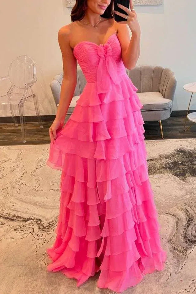 Elegant A-Line Sweetheart Sleeveless Lace Up Sweep/Brush Train Prom Dress