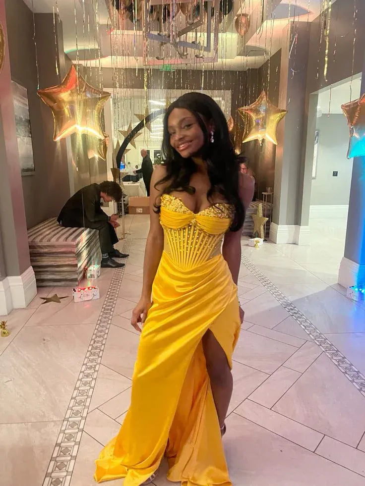 Elegant Mermaid/Trumpet Off Shoulder Sleeveless Lace Up Satin Floor-Length Prom Dress