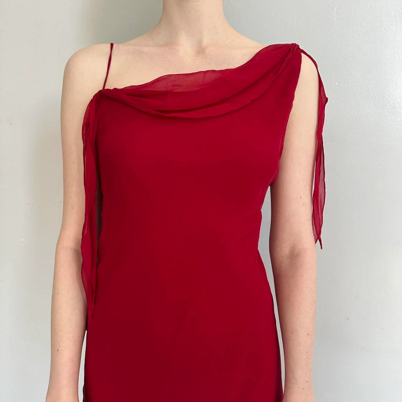 Elegant Sheath/Column Cowl Neck Sleeveless Chiffon Asymmetrical-Length Prom Dress