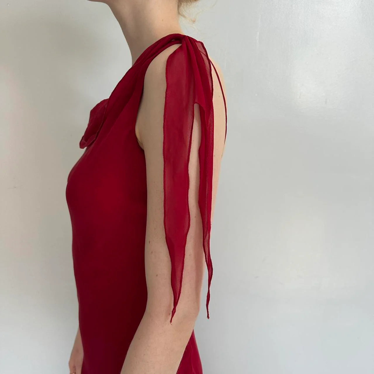 Elegant Sheath/Column Cowl Neck Sleeveless Chiffon Asymmetrical-Length Prom Dress