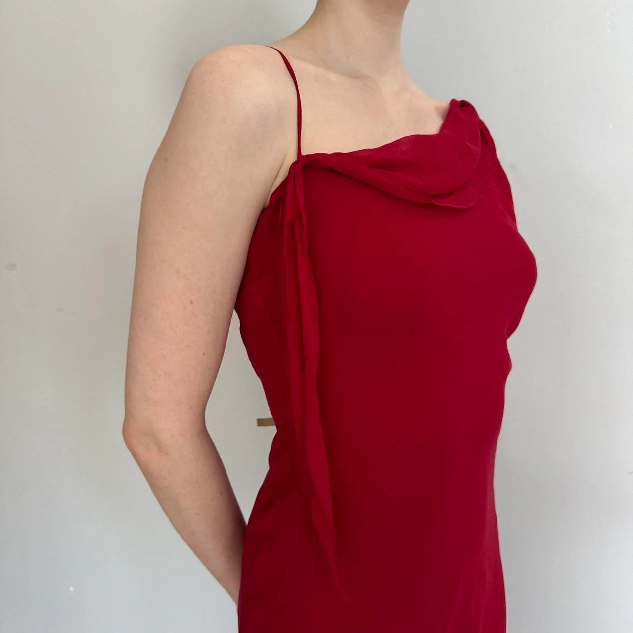 Elegant Sheath/Column Cowl Neck Sleeveless Chiffon Asymmetrical-Length Prom Dress