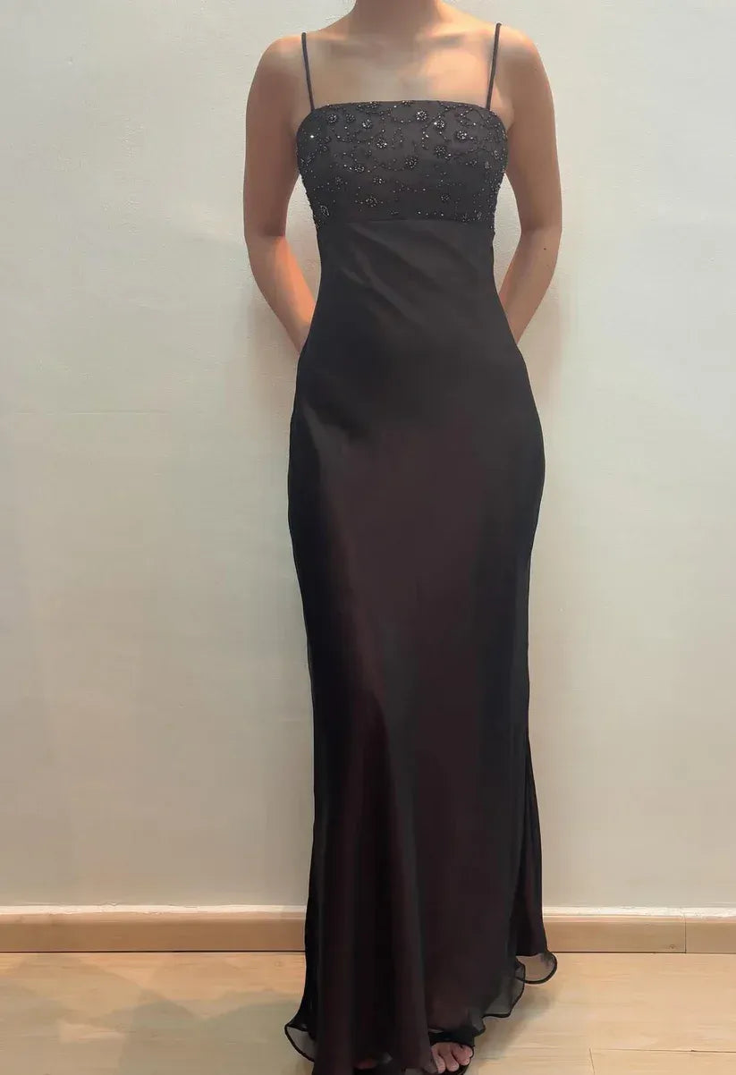 Exquisite Mermaid/Trumpet Spaghetti Straps Sleeveless Backless Chiffon Floor-Length Prom Dress