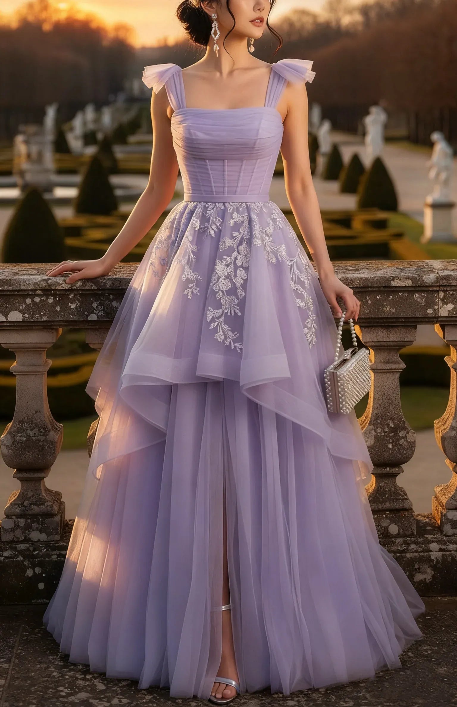 Fashion A-Line Square Neck Sleeveless Floor-Length Backless Prom Dress