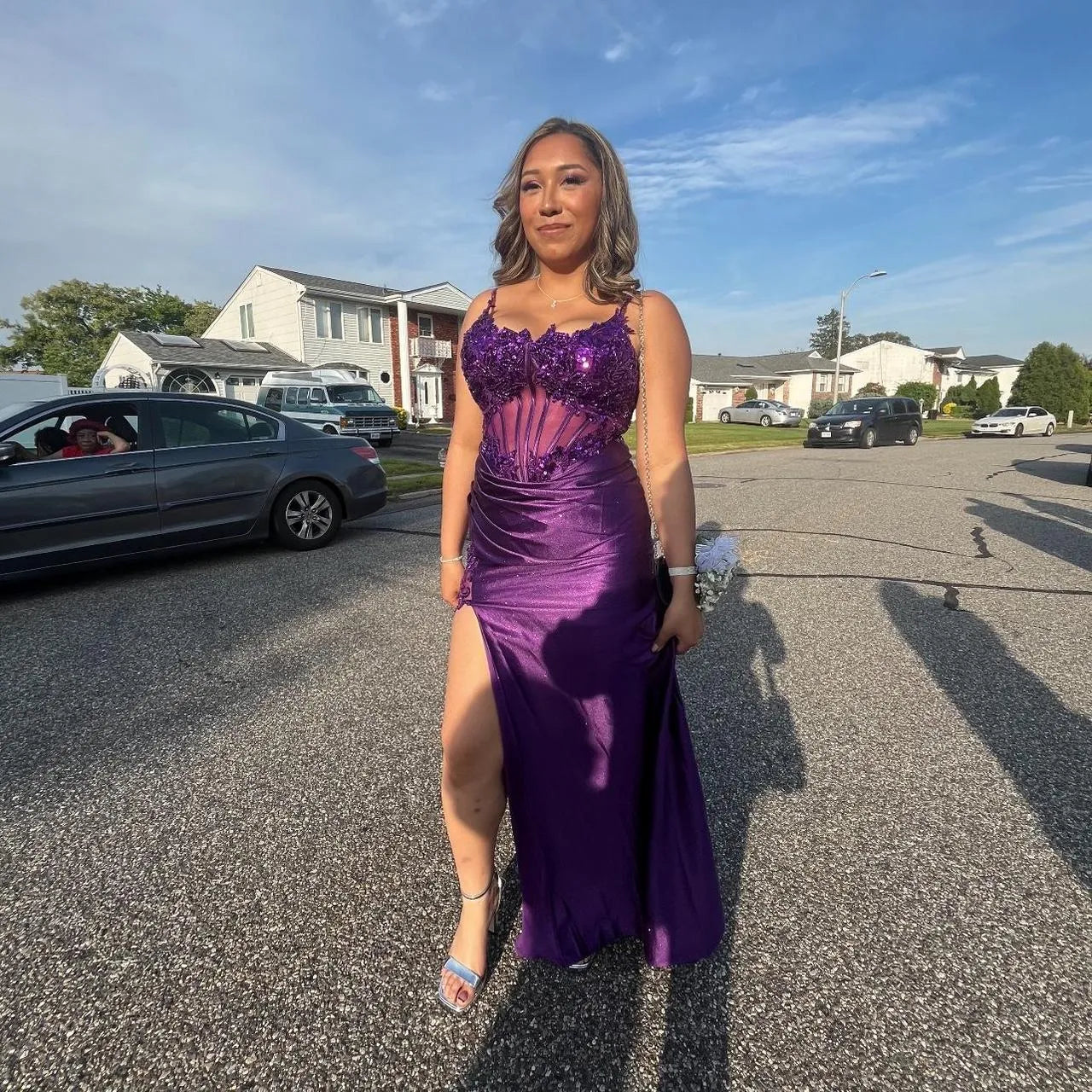 Fashion Bodycon Spaghetti Straps Lace Up Floor-Length Prom Dress