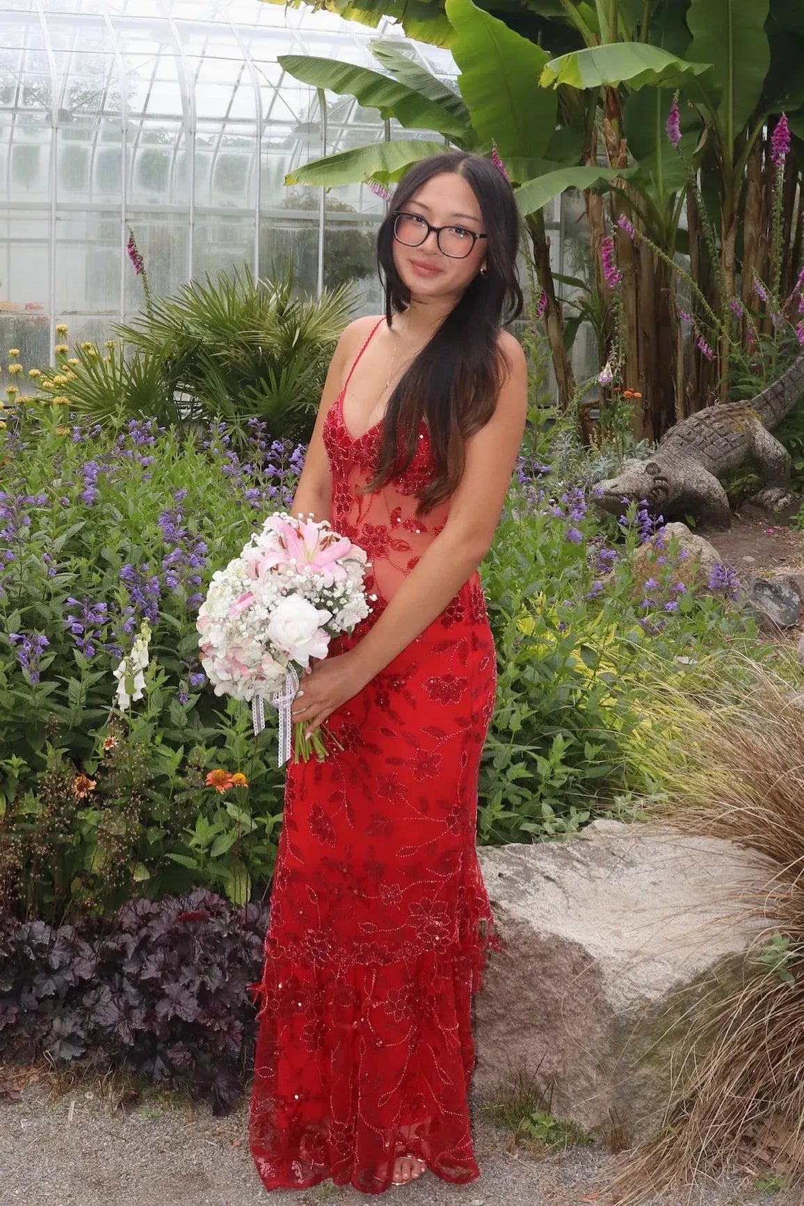 Fashion Column V-neck Sleeveless Backless Floor-Length Prom Dress