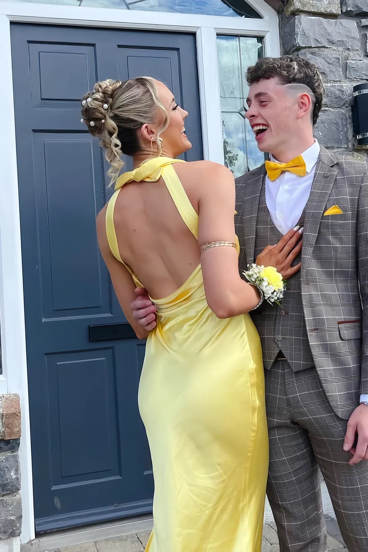 Fashion Mermaid Halter Sleeveless Satin Floor-Length Prom Dress