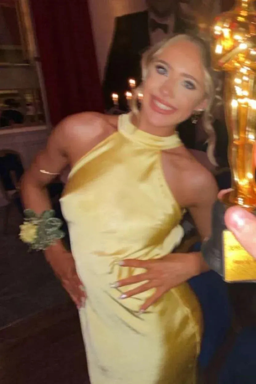 Fashion Mermaid Halter Sleeveless Satin Floor-Length Prom Dress