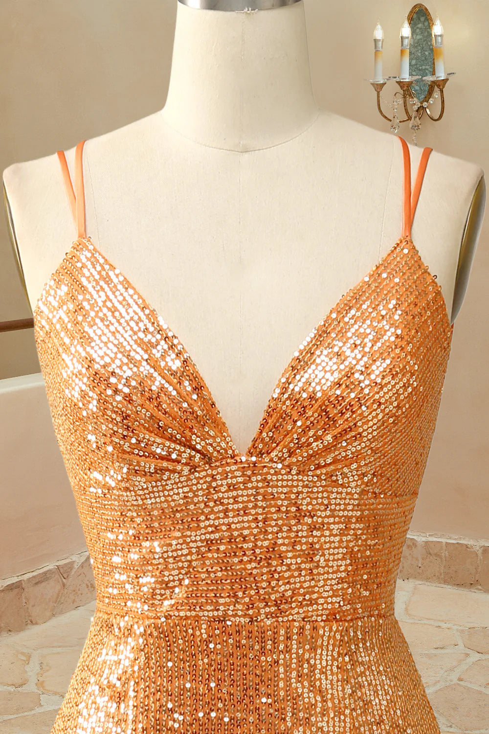 Mermaid Sequins Prom Dresse Spaghetti Straps