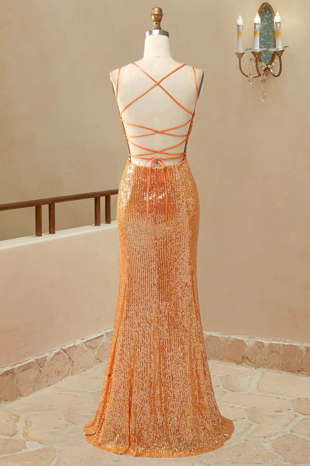 Mermaid Sequins Prom Dresse Spaghetti Straps