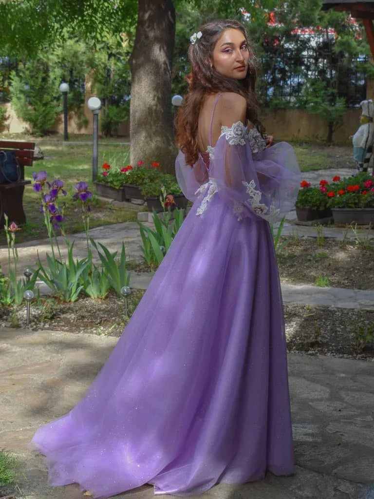 Gorgeous A-Line Sweetheart Bishop Sleeve Lace Up Floor-Length Prom Dress
