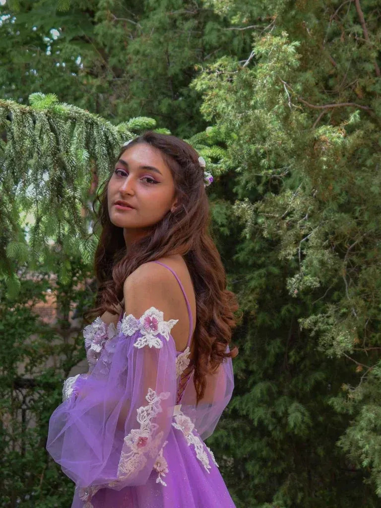 Gorgeous A-Line Sweetheart Bishop Sleeve Lace Up Floor-Length Prom Dress