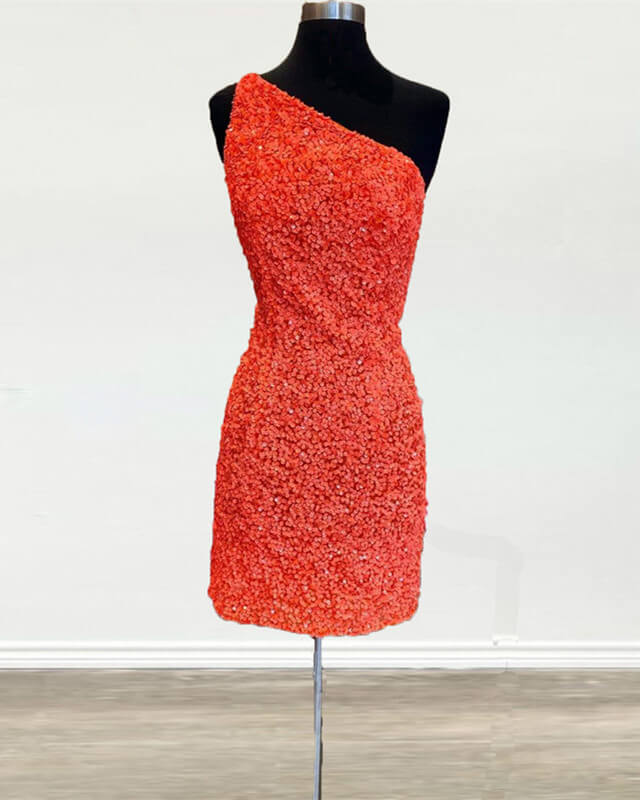 Sequins One Shoulder Tight Homecoming Dresses