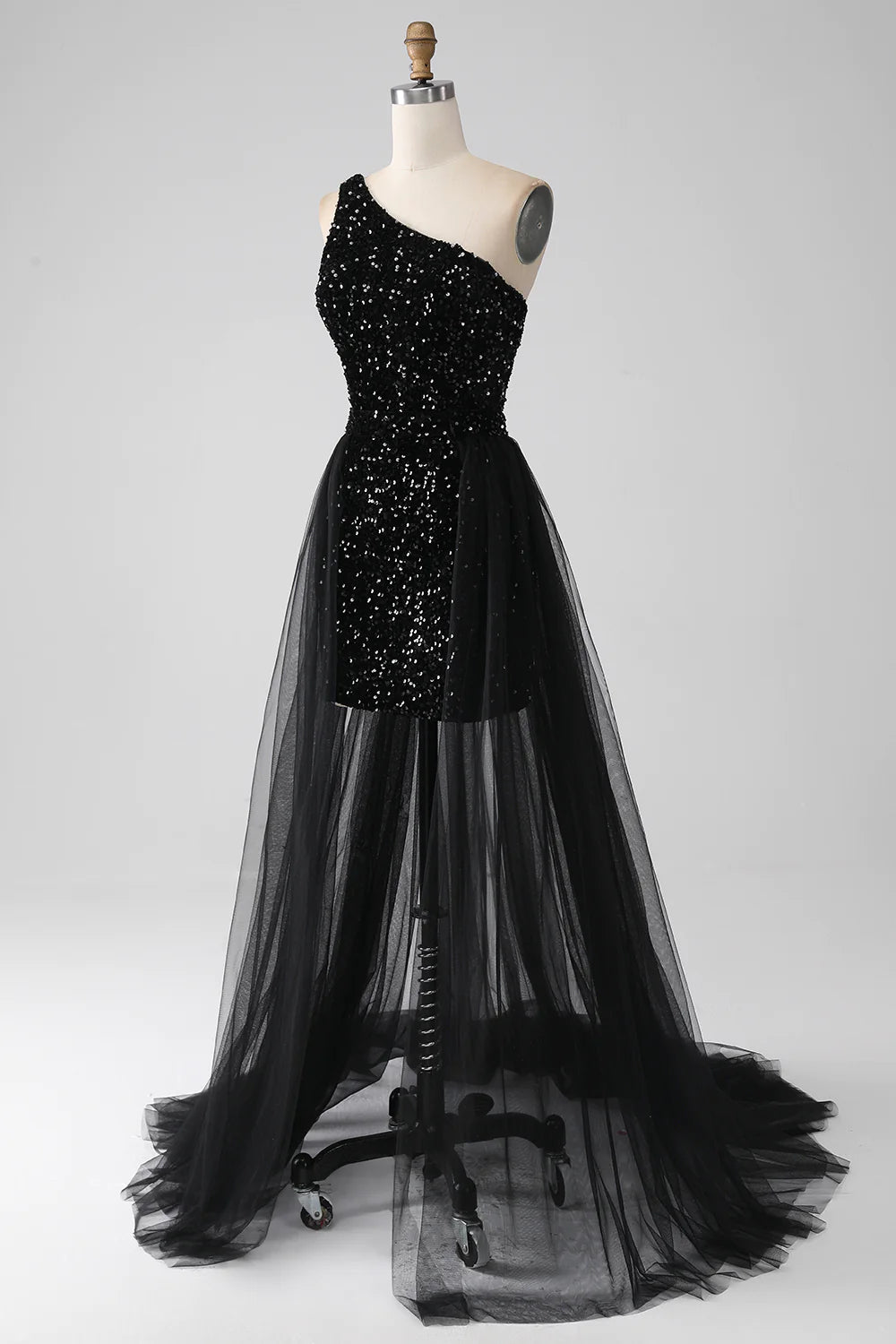 A-Line One Shoulder Sequins Prom Dress