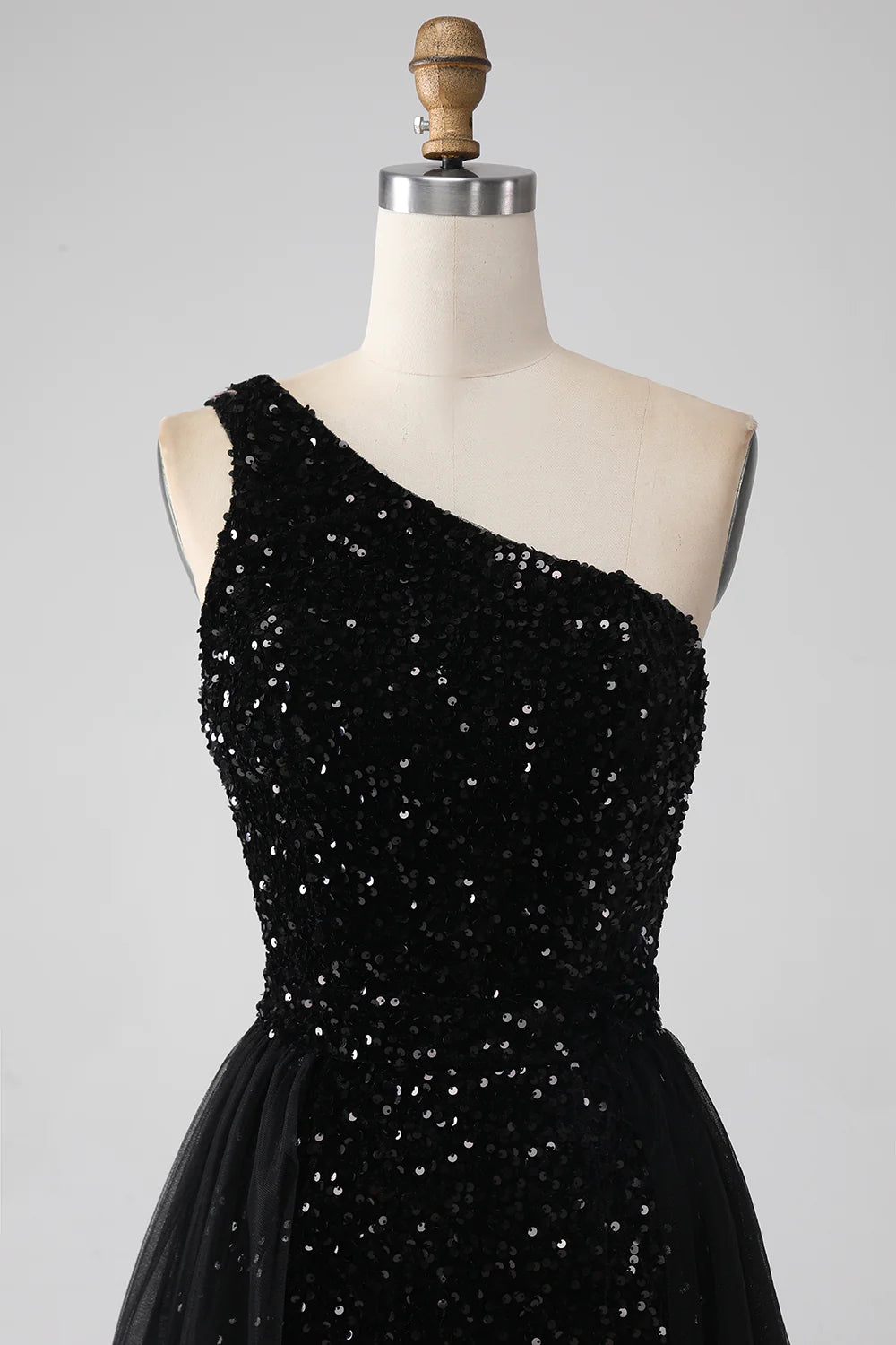 A-Line One Shoulder Sequins Prom Dress