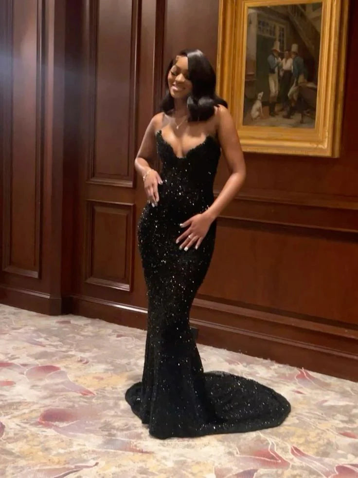 Luxury Mermaid V Neck Sleeveless Lace Up Floor-Length Evening Dress