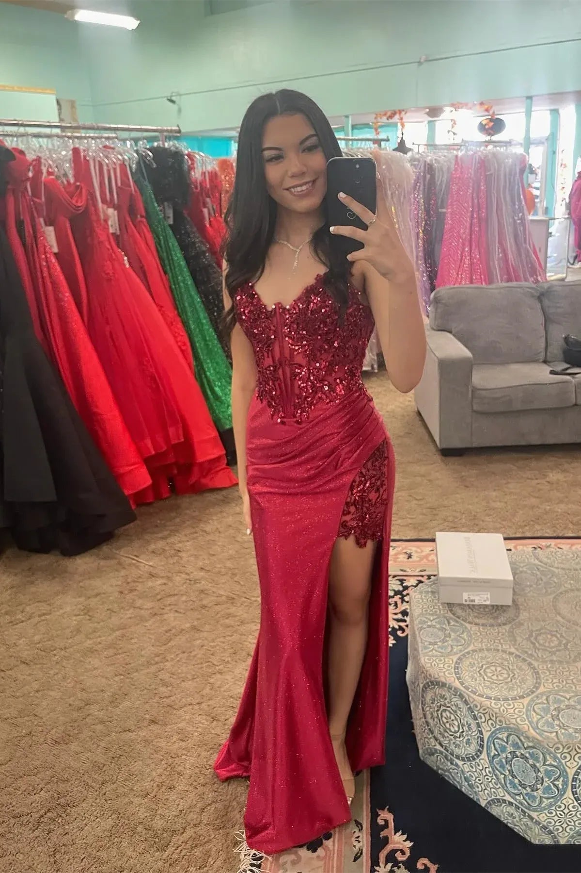 Modern Mermaid Spaghetti Straps Sleeveless Satin Floor-Length Prom Dress