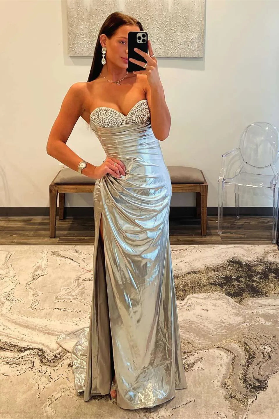Pretty Mermaid Strapless Sleeveless Backless Sweep/Brush Train Prom Dress