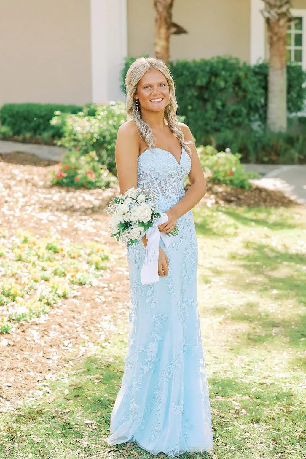 Pretty Mermaid Strapless Sleeveless Lace Up Sweep/Brush Train Prom Dress