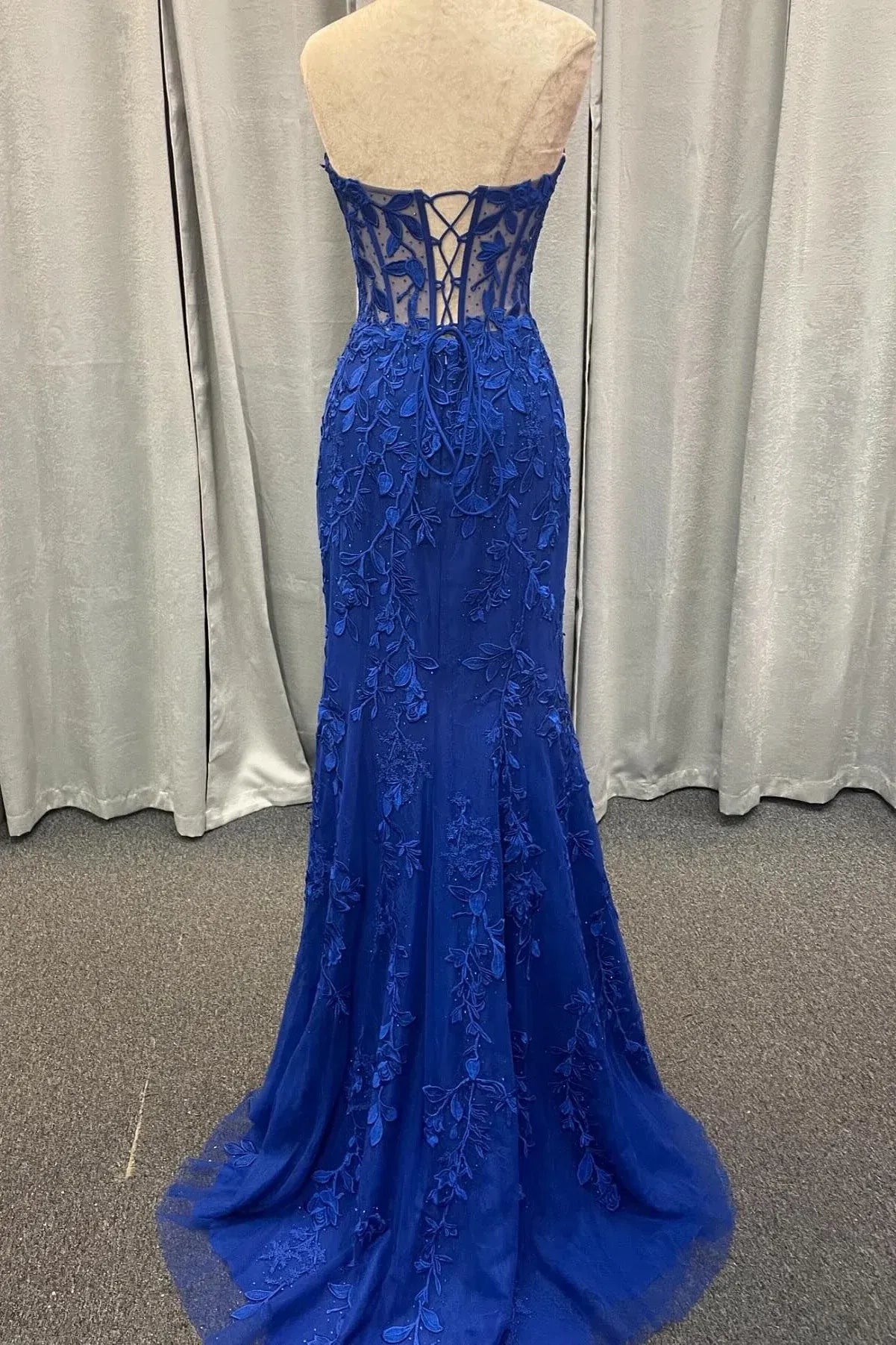 Pretty Mermaid Strapless Sleeveless Lace Up Sweep/Brush Train Prom Dress