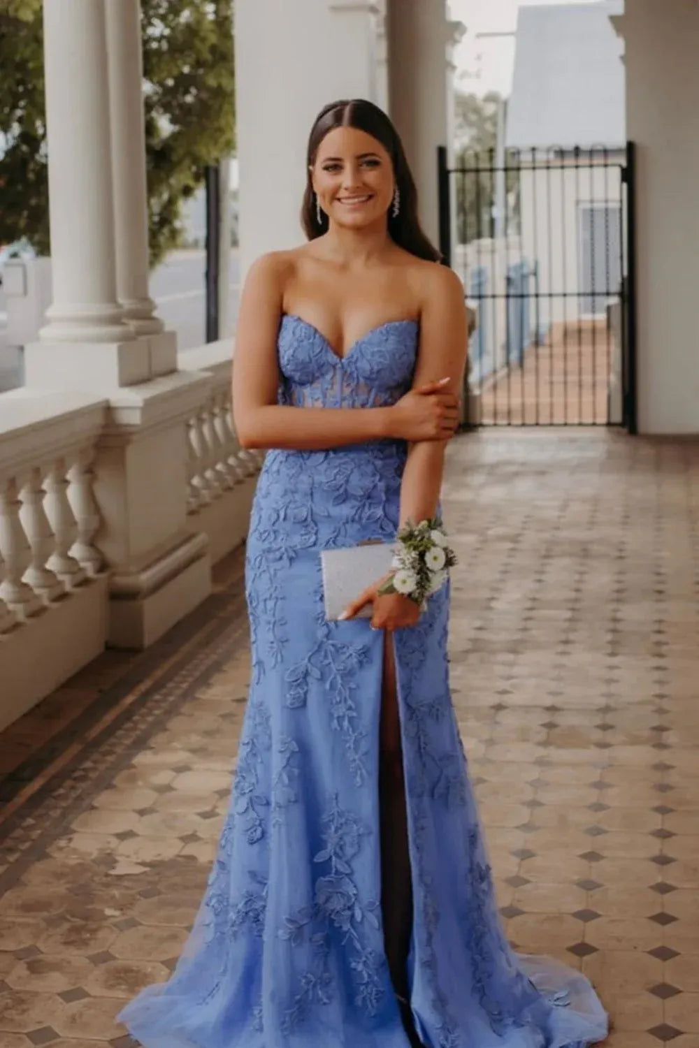 Pretty Mermaid Strapless Sleeveless Lace Up Sweep/Brush Train Prom Dress