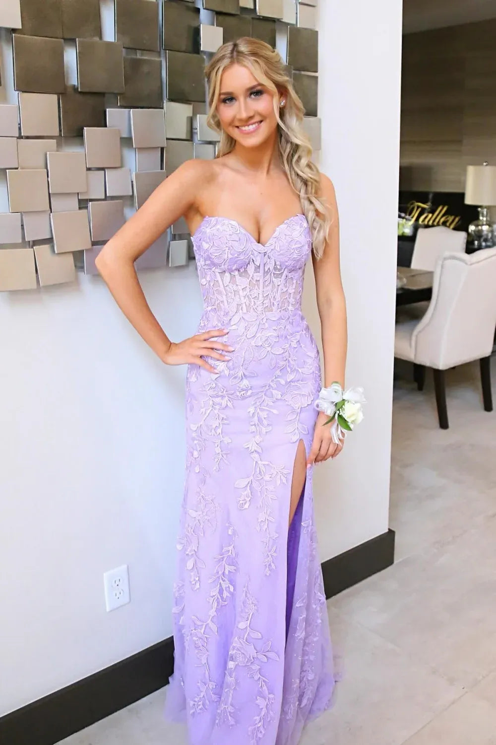 Pretty Mermaid Strapless Sleeveless Lace Up Sweep/Brush Train Prom Dress