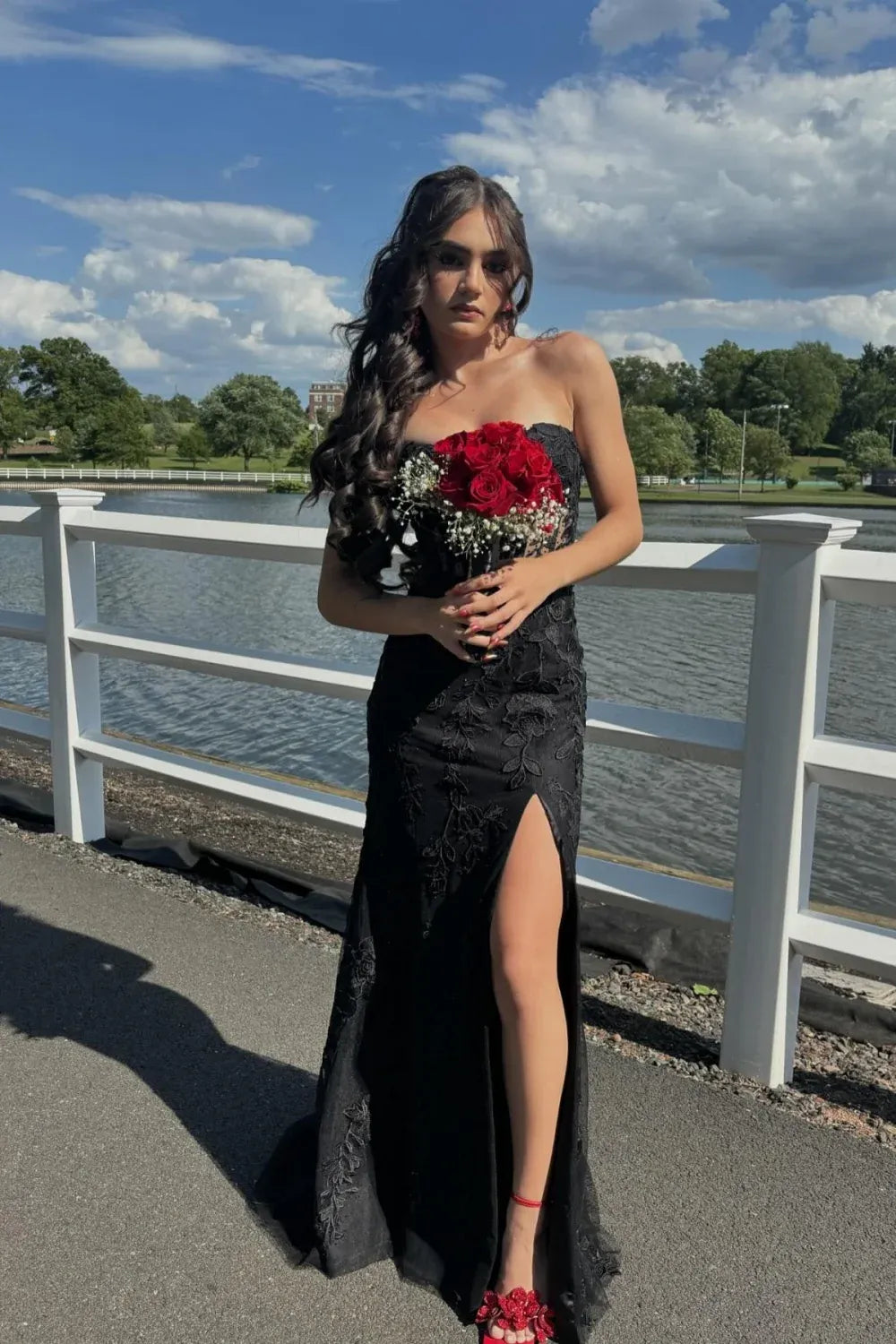 Pretty Mermaid Strapless Sleeveless Lace Up Sweep/Brush Train Prom Dress