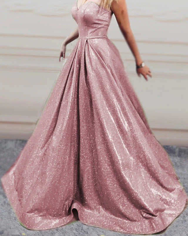 A-line Glitter Sweetheart Ball Gown Prom Dresses