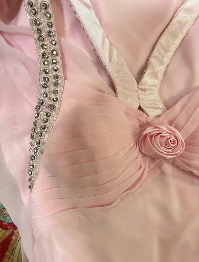 Romantic Mermaid Sweetheart-Neck Beaded Blush Pink Chiffon Party Dresses