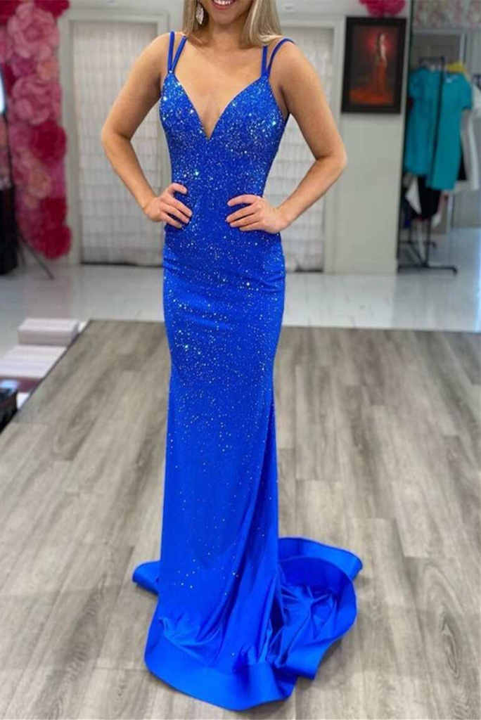 Mermaid Prom Dresses Evening Dresses Sexy Beading Floor Length Satin