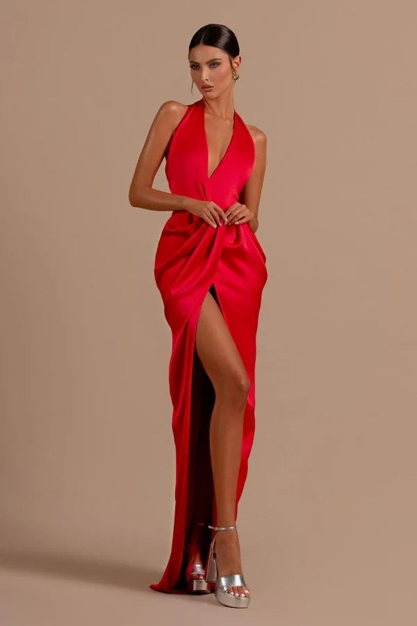 Sexy Mermaid/Trumpet Halter Neck Sleeveless Backless Floor-Length Prom Dress