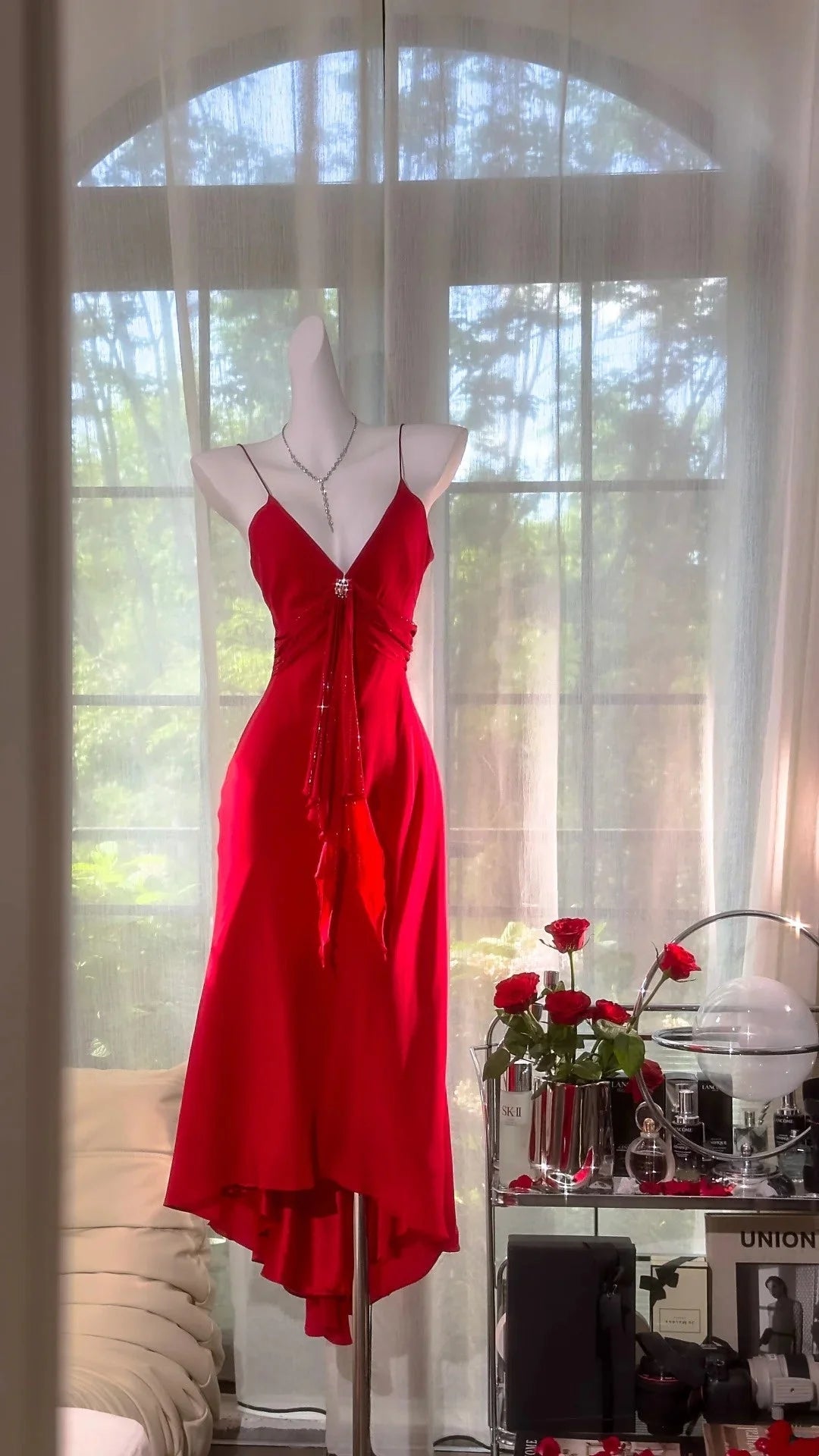 Sexy Mermaid/Trumpet V Neck Sleeveless Backless Ankle-Length Prom Dress