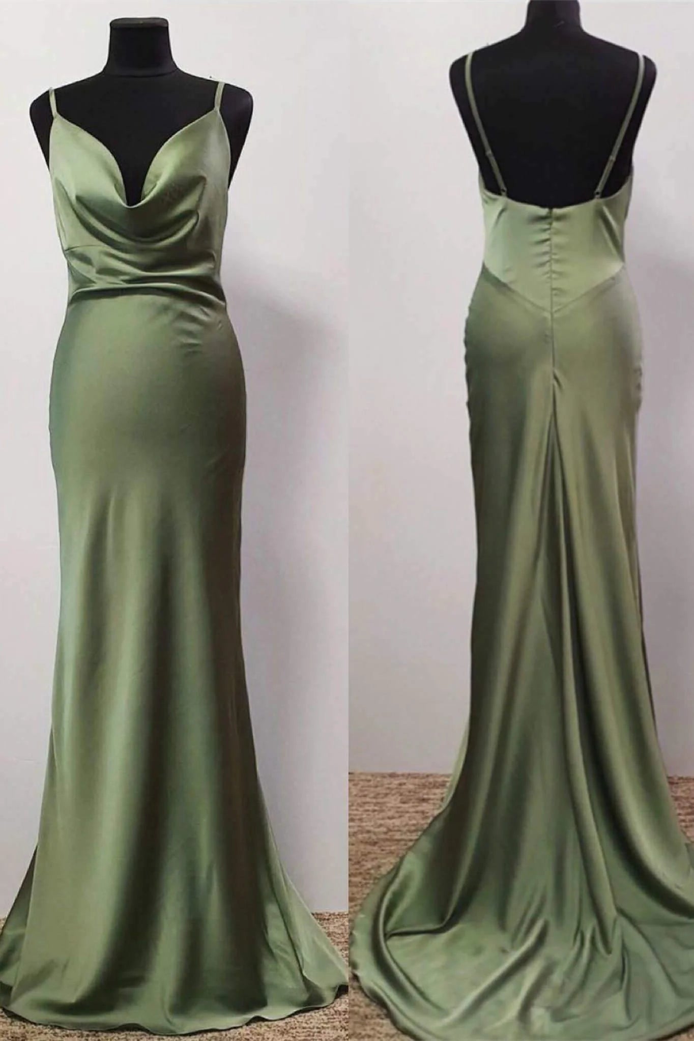 Simple Sheath Cowl Neck Sleeveless Back Up Sweep/Brush Train Prom Dress